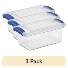 (3 pack) Sterilite 7 Quart Latch Box, Clear Plastic Storage Bin with Lid, Blue Storage Containers price