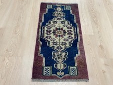 Small Vintage Turkish Rug 1.3 x 2.4 ft Handmade Wool Anatolian Boho Carpet Turkish-Style Toilet price