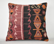 Vintage Turkish Pillow Cover Rug 16'' x 16'' Handwoven Kilim Pillow Cover Style Turkish-Style Toilet price