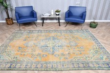 Turkish Large Rug, 6x9,2 ft Vintage Rug, Yellow Wool Rug Turkish-Style Toilet price