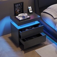 Nightstand LED Bedside Table Cabinet Lights Modern End Side with 2 Drawers Office Nightstand price