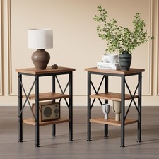 Set of 2 Nightstand Small End Tables with Storage Shelves Bedroom Living Room Office Nightstand price