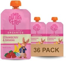 Pumpkin Tree Peter Rabbit Organic Strawberry Banana Fruit Pouches 4 oz 36 Pack Baby Food price