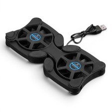 Laptop Cooling Dual Fan Pad USB Foldable Slim Black Stand PC Notebook Macbook Laptop Fan price