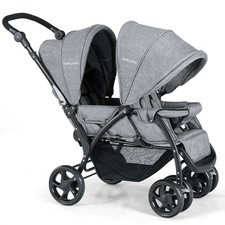 Folding Double Baby Stroller Stand On Front & Back Seats Infant Pushchair Gray Strollers and Prams price