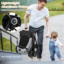 Baby Stroller Foldable Infant Pram Stroller w/ Reclining Backrest Handle Strollers and Prams price
