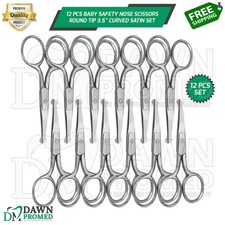 12 Pcs Baby Safety Nose Scissors Round Tip 3.5" Curved Satin Set German Grade Baby Scissors price