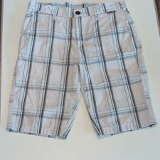 Hurley Boys White/Blue/Gray Plaid Bermuda Shorts Size 16 Cotton Pockets Boys' Shorts price
