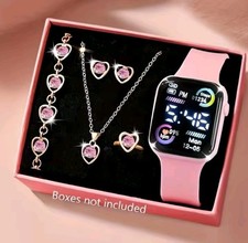 Women’s Smart Watch Gift Set with Heart Crystal Jewelry – Necklace, Bracelet, Ea Smart Necklace price