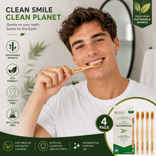 Bamboo Toothbrushes for Adults Soft Bristles Eco Friendly Vegan 4 Pack Toothbrushes price