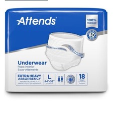 Attends Care (Box of 4 packs) : Large Adult Underwear Diapers, 18 Count per pack Adult Diapers and Care price