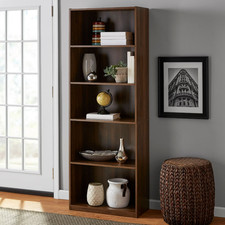 NEW! Mainstays 5-Shelf Bookcase with Adjustable Shelves, Canyon Walnut Office Shelf Unit price