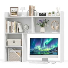 4-Tier White Desktop Bookshelf 37" Home Office Desk Hutch with 5-Shelf Organizer Office Shelf Unit price