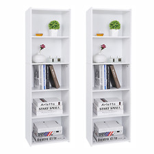 2 Pack 5 Tier Bookcase Bookshelf Storage Wall Shelf Organizer Unit Display Stand Office Shelf Unit price