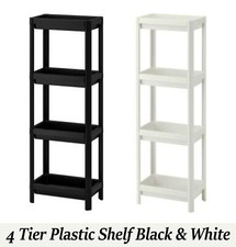 4 Tier Plastic Shelving Unit White Black Kitchen Bathroom Organizer Corner Shelf Office Shelf Unit price