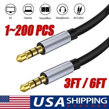 6FT 3.5mm AUX Audio Nylon Braided Cord Cable PC iPod Car Phone headphone lot Audio Cable price