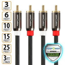 FosPower 3 6 10 15 25 FT Gold Plated RCA Male L/R Stereo Audio Cable Cord Plug Audio Cable price