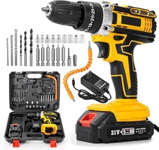 21V Cordless Drill Electric Screwdriver 3/8in Keyless Chuck Work Light Kit Drills price