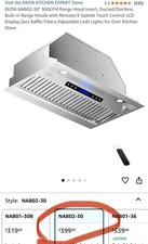 EKON NAB02-30" 900CFM Range Hood Insert, Ducted/Ductless Built-in Range Hoods wi Built-in Range Hoods price