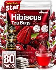 Premium 80 Hibiscus Flowers Tea Bags, 100% Natural, Handmade & Pure from Hibi Tea price