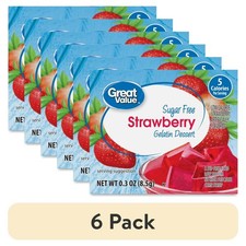 (6 pack) Great Value Sugar Free Strawberry Gelatin Dessert, 0.3 oz Granulated and Cube Sugar price