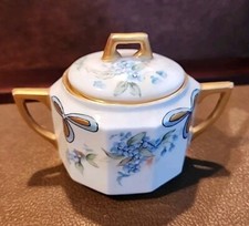 Antique Porcelain Silesia CT Altwasser Germany Hand Painted Floral Sugar Bowl Granulated and Cube Sugar price