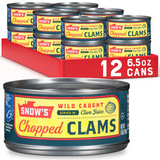 Wild Caught Chopped Clams Canned, 6.5 Oz Can (Pack of 12) - 5G Protein per Servi Seafood price