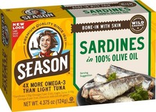 Season Sardines in Pure Olive Oil, 4.375-Oz Cans (2 Packs Of 6) 12 Cans Seafood price
