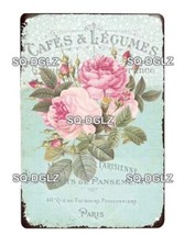 Vintage Metal Sign French Country Floral  CAFES & LEGUMES 8 x 12 Legumes price