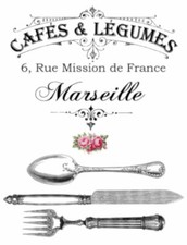 Vintage Image French Cafes & Legumes Silverware Furniture Transfers Decal MIS664 Legumes price