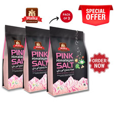 Malka Himalayan Pink Salt, Super Fine Grain Salt (Qty: 3, 2lbs Pouch bags) - 6LB Salt price