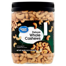 Great Value Deluxe Whole Cashews, 30 oz, Free Shipping Nuts price