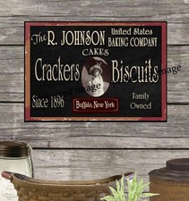Johnson Cakes Crackers and Biscuits Vintage Advertising Metal Sign   12x8 Biscuits and Cakes price