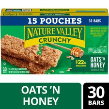 Nature Valley Crunchy Granola Bars, Oats 'n Honey, 30 Count, 22.35 oz (15 Pouche Granola and Bars price