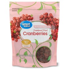 Great Value Reduced Sugar Sweetened Dried Cranberries, Dried Fruit Snacks, 20 oz Dried Fruit price