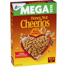 Honey Nut Cheerios, Heart Healthy Gluten Free Breakfast Cereal, Mega Size, 27.2 Breakfast Cereal price