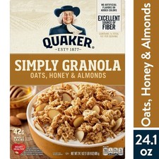 Quaker Simply Granola, Oats, Honey & Almonds Cereal, Ready-to-Eat, 24.1 oz Box Breakfast Cereal price