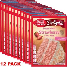 Betty Crocker Delights Super Moist Strawberry Cake Mix 13.25 oz Box – 12 PACK Dessert and Cake Ingredients price