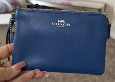 Coach Blue Zip Wristlet Wallet, Credit Card Slots, Inner Pockets Women's Wallet price