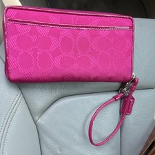 Coach Clutch Wallet Bright Pink With Orange Accent Women's Wallet price