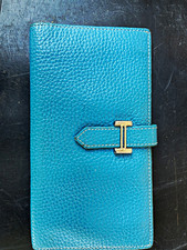 HERMÈS Blue Solid Women's Wallet w/ Buckle Strap Closure, Credit Card Slots Women's Wallet price