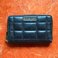 Michael Kors Women’s Black Quilted Zip-Around Wallet w/ Logo, Credit Card Women's Wallet price