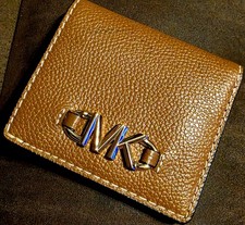 Michael Kors Brown Bifold Wallet, ID Window, Snap Closure, Logo, Card Slots Women's Wallet price