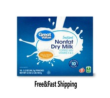 Great Value Instant Nonfat Dry Milk, 3.2 Oz, 10 Count  Makes 10 Quarts Total Milk price