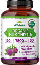 USDA Organic Milk Thistle 7500 mg Strength 120 Vegan Caps 80% Silymarin, Kosher Milk price