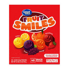 Great Value Fruit Smiles Snacks, Original Flavor, 40 Count, Free Shipping@ Dried Vegetables price