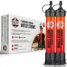 2 Emergency Water Filter Straws 1800-Gal Survival Camping Hiking BPA Free 2-Pack Water price