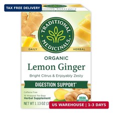 Traditional Medicinals Organic Lemon Ginger Tea, 1.13 Oz, 16 Count Traditional Beverages price