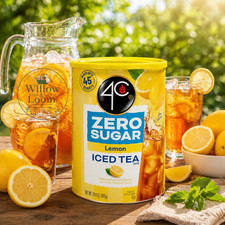 4C Zero Sugar Lemon Iced Tea Mix 28.4oz Can 45 Quarts Natural Lemon Flavors New Cold Powdered Drinks price