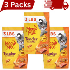 3 x Meow Mix Tender Centers Dry Cat Food Salmon & White Meat Chicken 3 lb Bags White Meat price